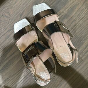 Roger Vivier Patent Leather Slingback 37 Metallic